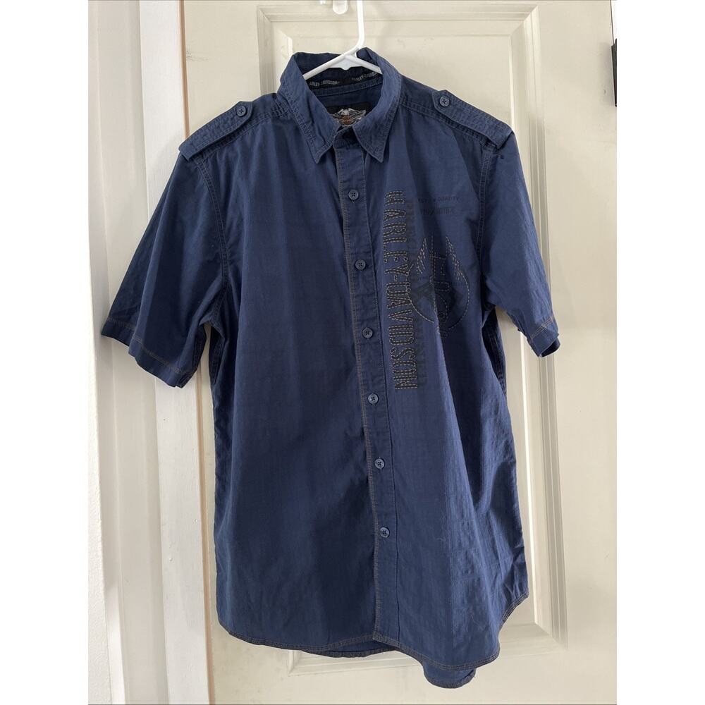 Harley Davidson Men's Medium Garage Shirt Blue